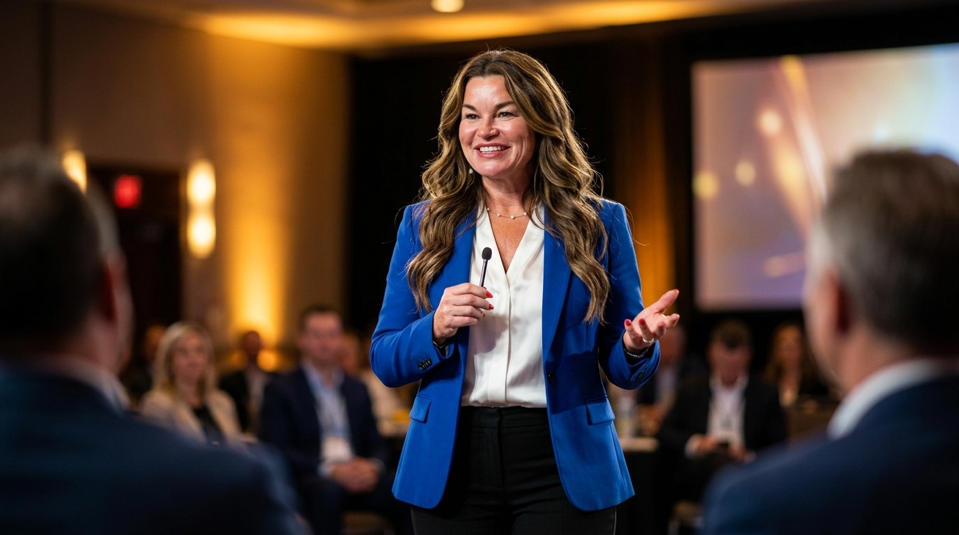 Dr. Crystal on a conference stage